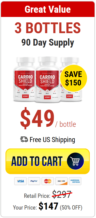 Cardio Shield 3 Bottles 90-Day Supply – Heart Health & Healthy Blood Pressure Support Formula
